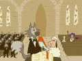 Un loup qui pouse une brebis
